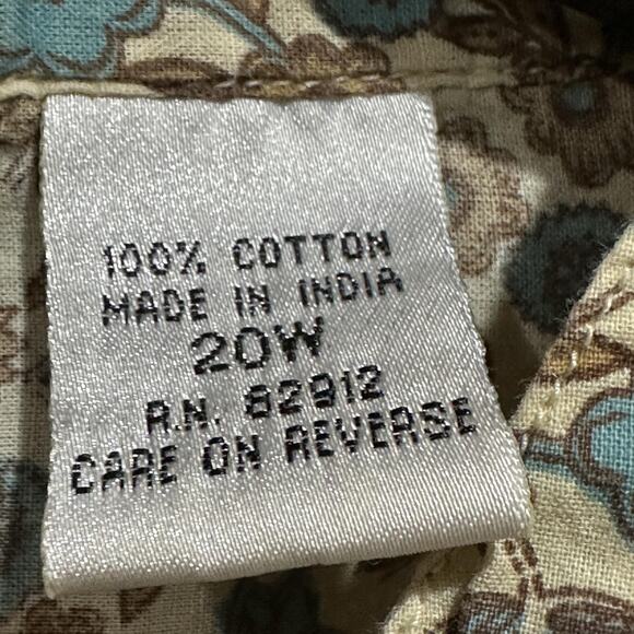 Quizz Woman Shirt Womens 20W Green Brown Floral Button Front Boho Blouse Top - Picture 2 of 7